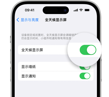 鲅鱼圈苹果15预约维修分享iPhone15如何设置全天候显示屏幕可见 